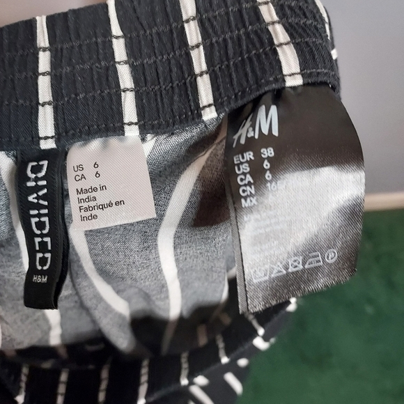 H&M Divided Wide Leg Pants With Pockets Black/White Stripes Size 6 - Picture 6 of 6